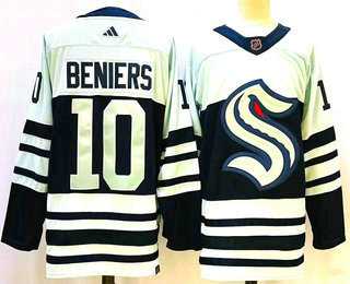 Mens Seattle Kraken #10 Matty Beniers Blue 2022 Reverse Retro Stitched Jersey->seattle kraken->NHL Jersey